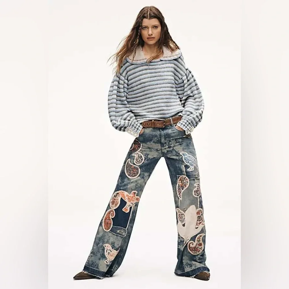 NWT We The Free Flying High Patched Jeans ~Free Bird~ - Picture 1 of 6